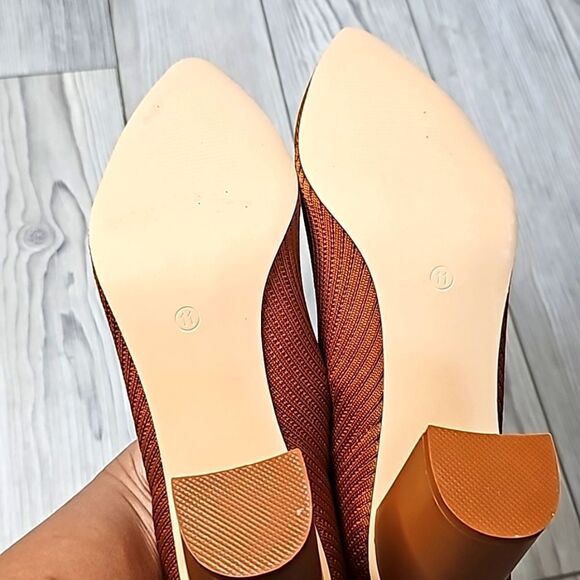 (74-3734) Coutgo Womens Chunky High Heels Knit Pointed Closed Toe Heel Sz 11 - Picture 9 of 10